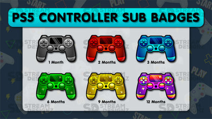 6 pack sub badges preview image ps5 controller stream designz