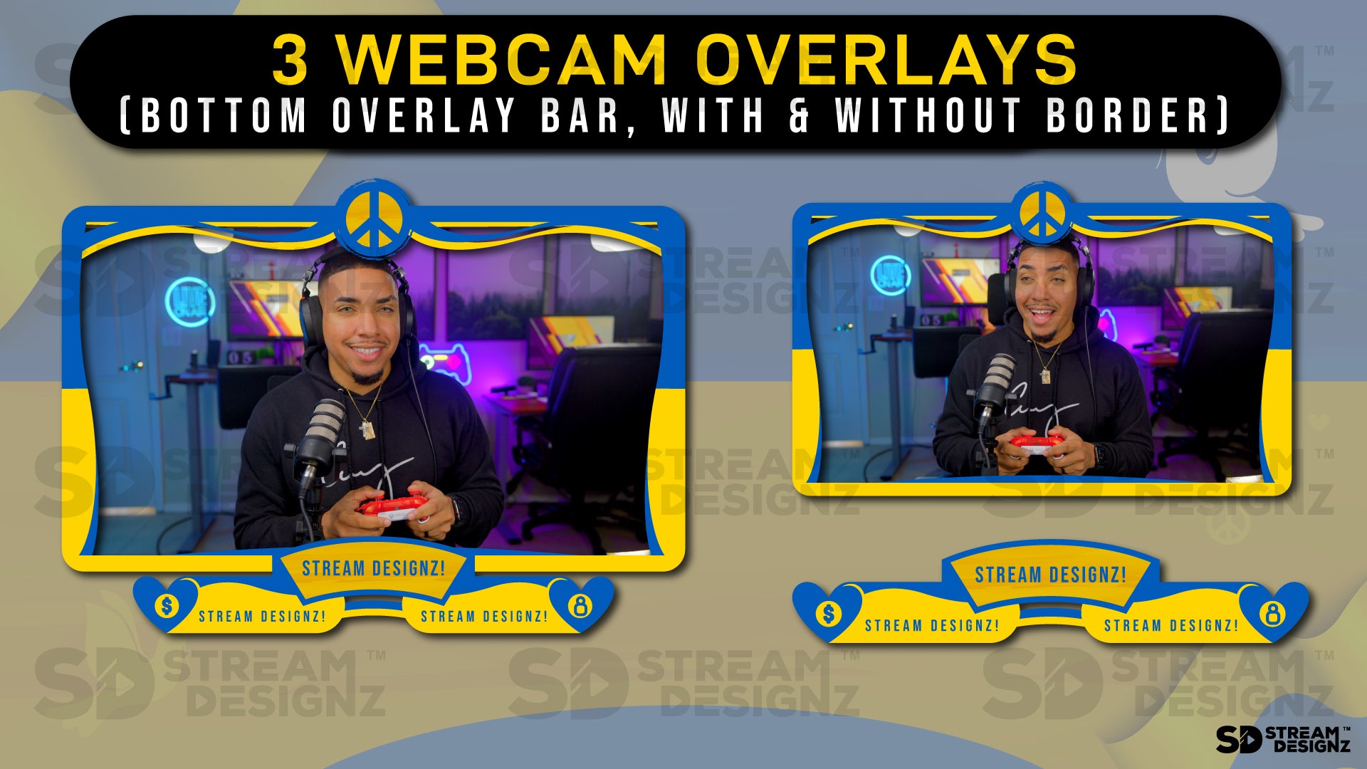 stream overlay package 3 webcam overlays peace for ukraine stream designz