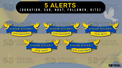 stream overlay package 5 alerts peace for ukraine stream designz