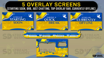 stream overlay package 5 overlay screens peace for ukraine stream designz