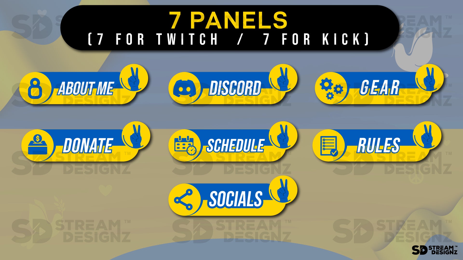 stream overlay package 7 panels peace for ukraine stream designz