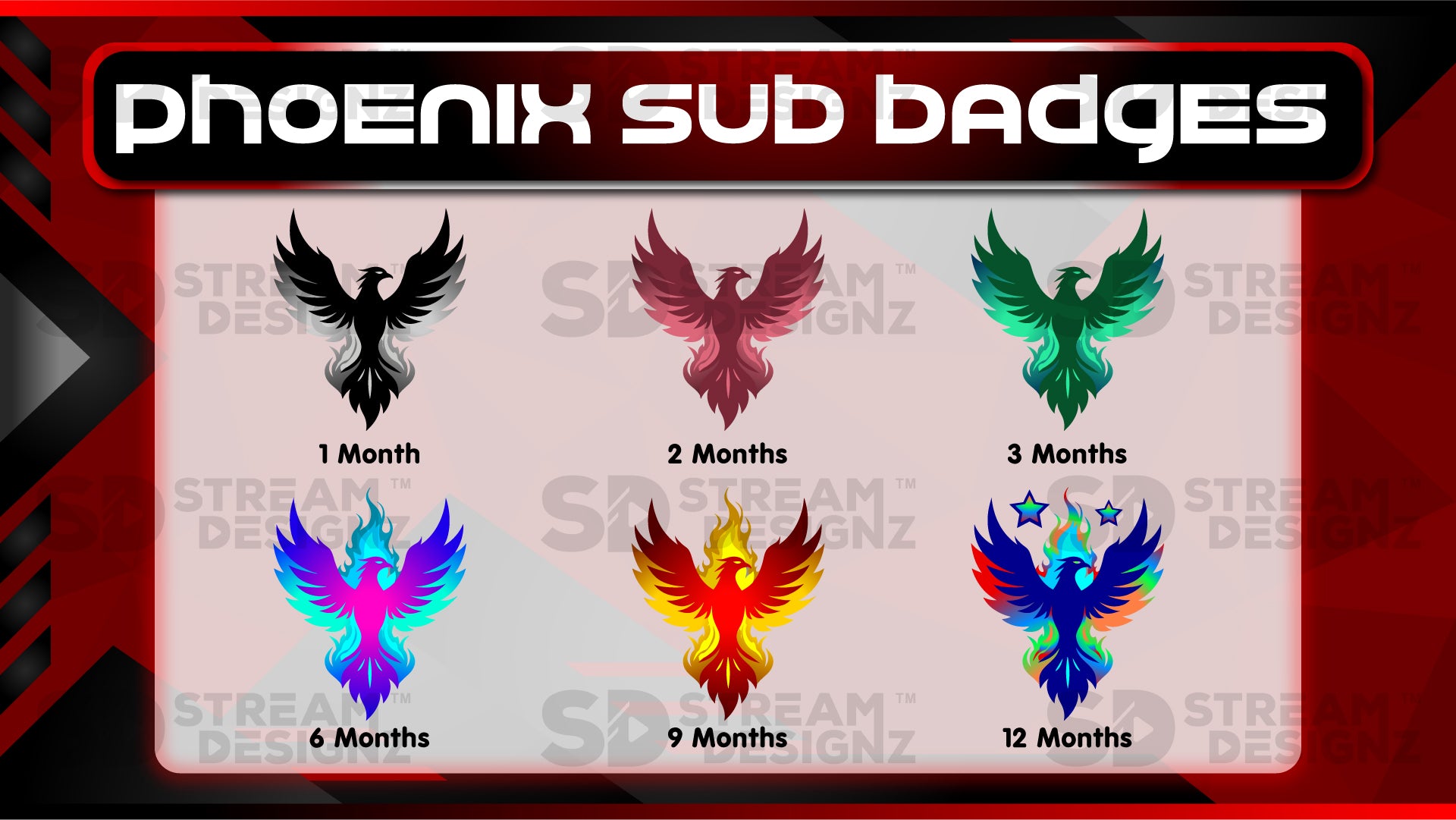 6 pack sub badges preview image phoenix stream designz