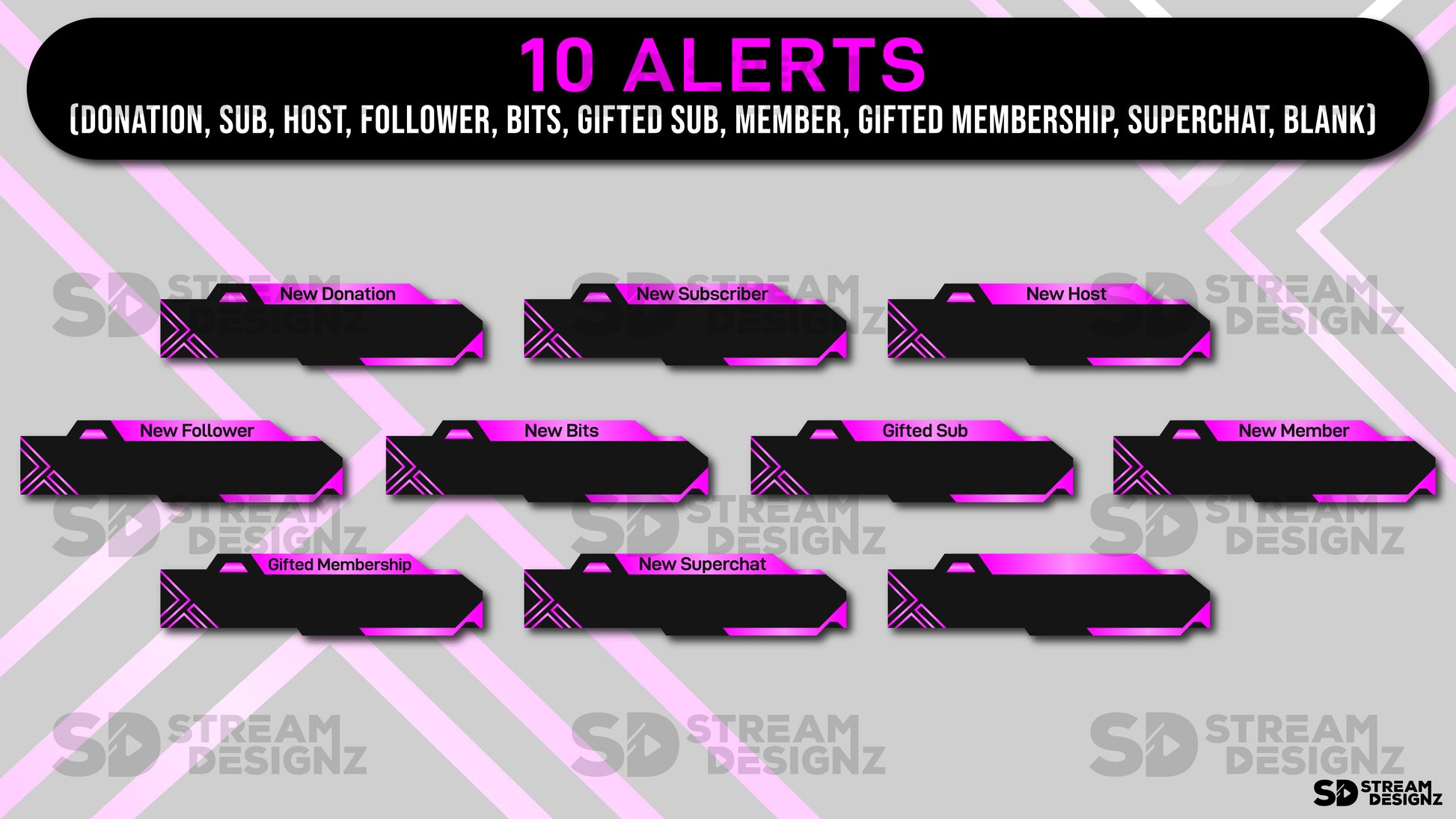 animated stream overlay package pink bliss 10 alerts stream designz