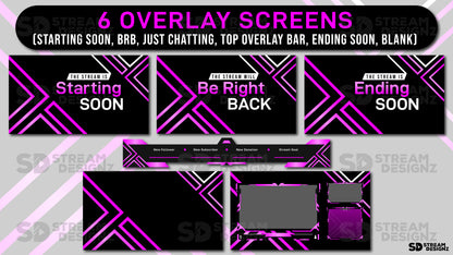 animated stream overlay package pink bliss 6 overlay screens stream designz