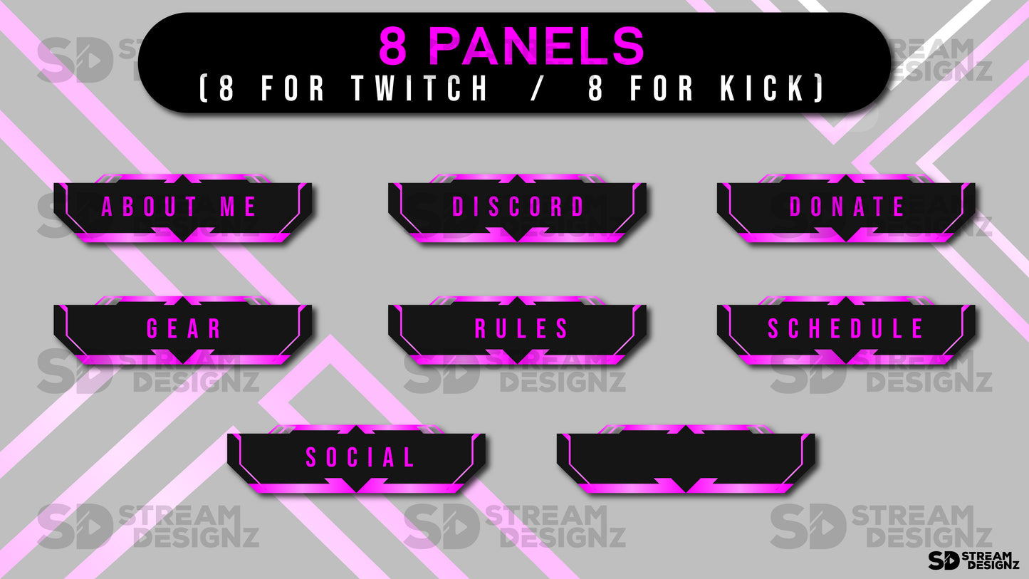Static stream overlay package pink bliss 8 panels stream designz