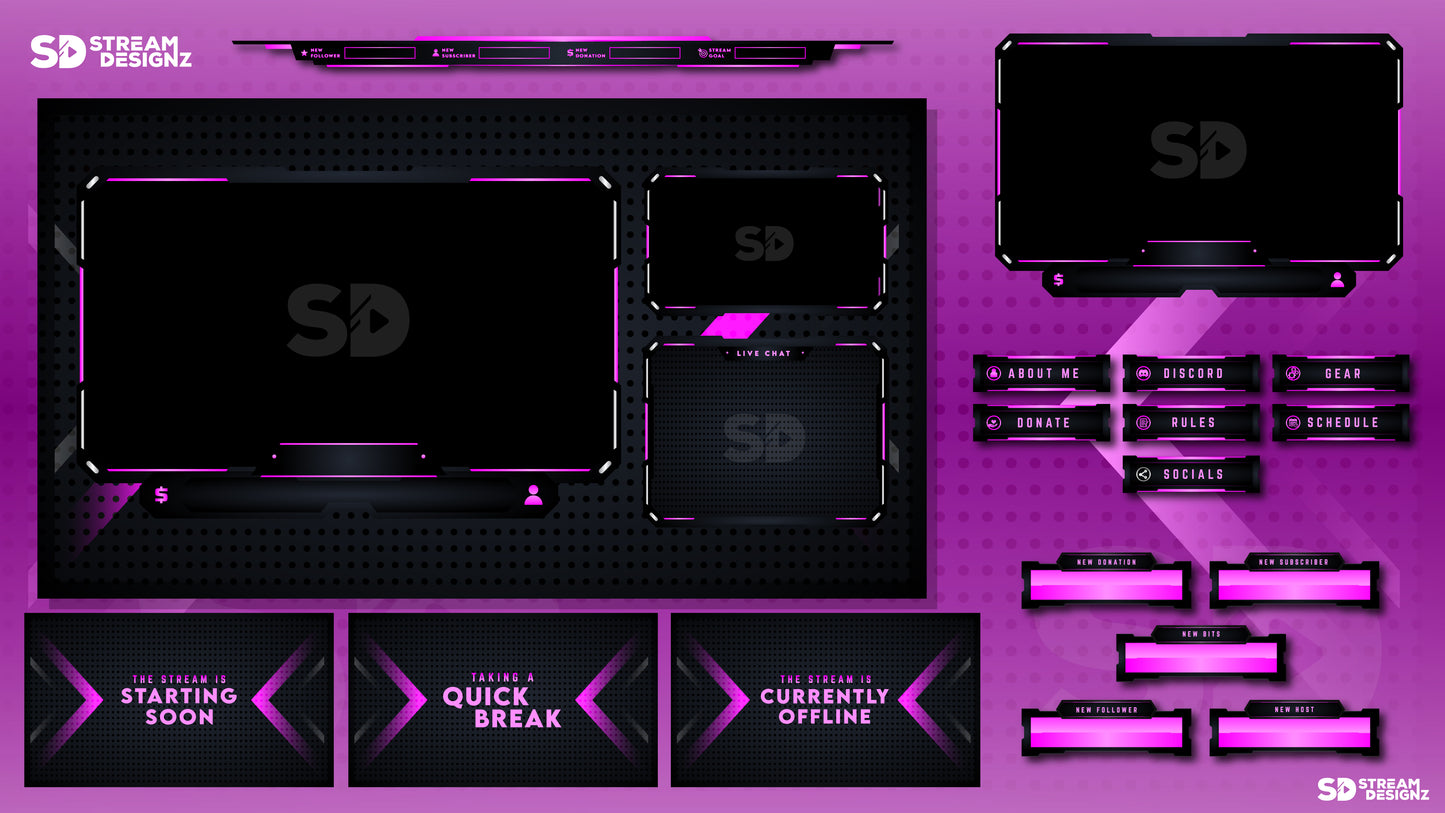 Static stream overlay package pink fury feature image stream designz