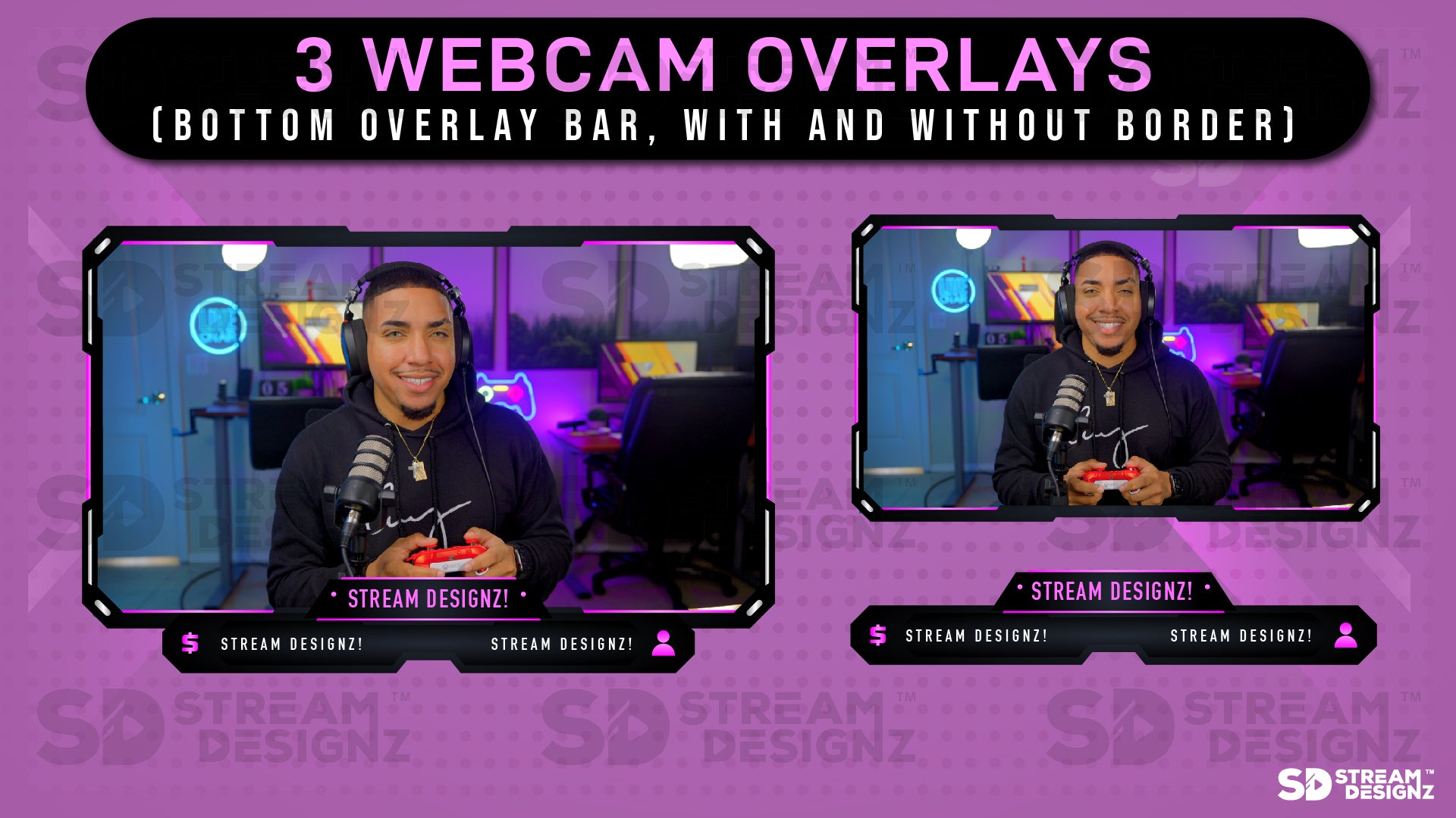 stream overlay package - pink fury - webcam overlays - stream designz