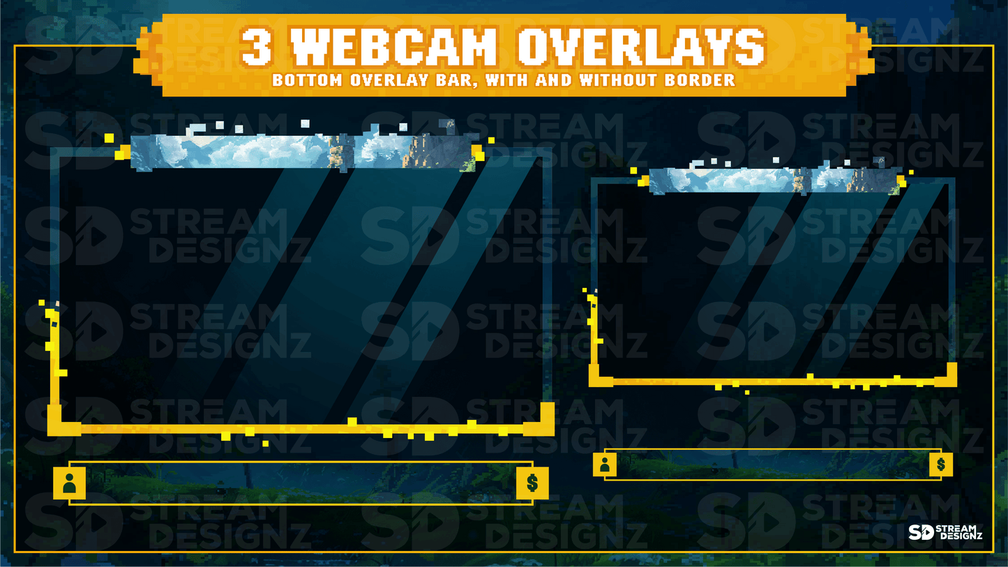 Ultimate stream package 3 webcam overlays pixel world stream designz