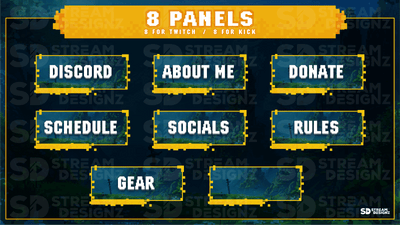 static stream overlay package 8 panels pixel world stream designz