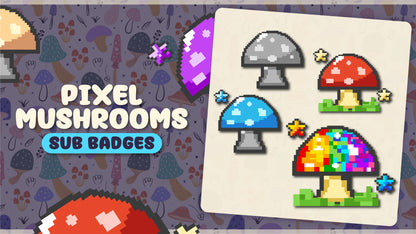 6 pack sub badges thumbnail pixel mushroom stream designz