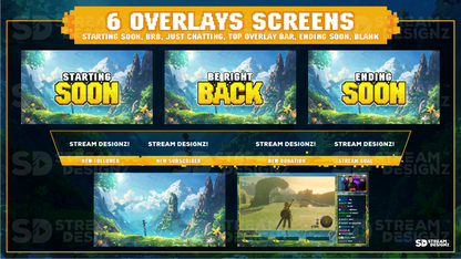 stream overlay package 6 overlay screens pixel world stream designz