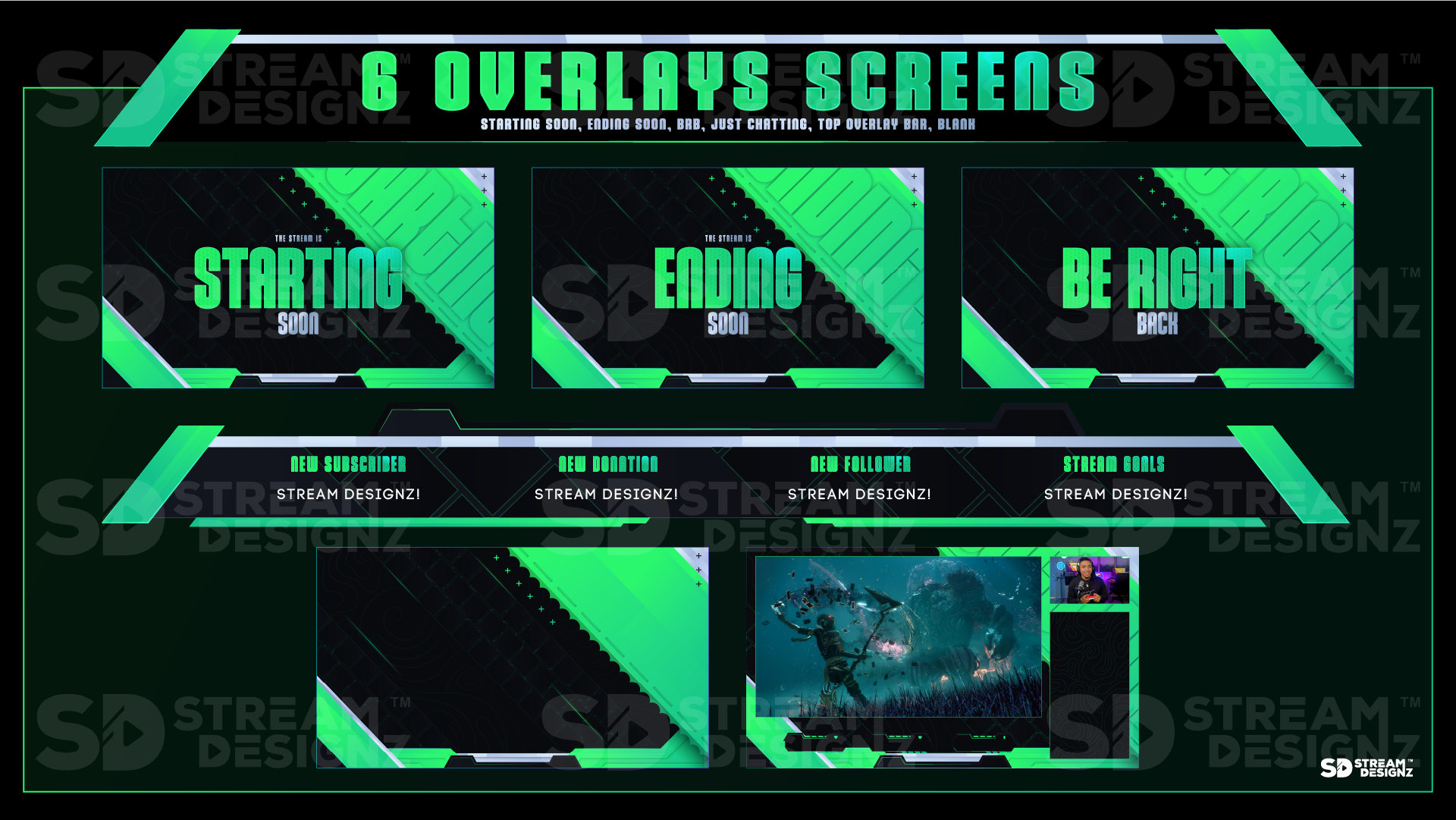stream overlay package 6 overlay screens pulse stream designz