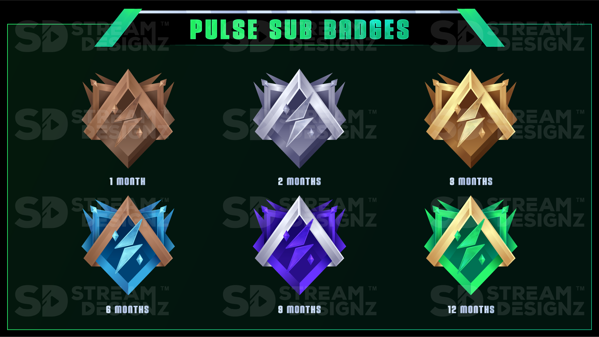 6 pack sub badges preview image pulse stream designz