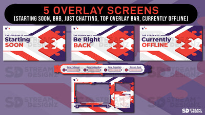 stream overlay package 5 overlay screens puzzled stream designz
