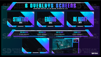 stream overlay package 6 overlay screens quantum stream designz