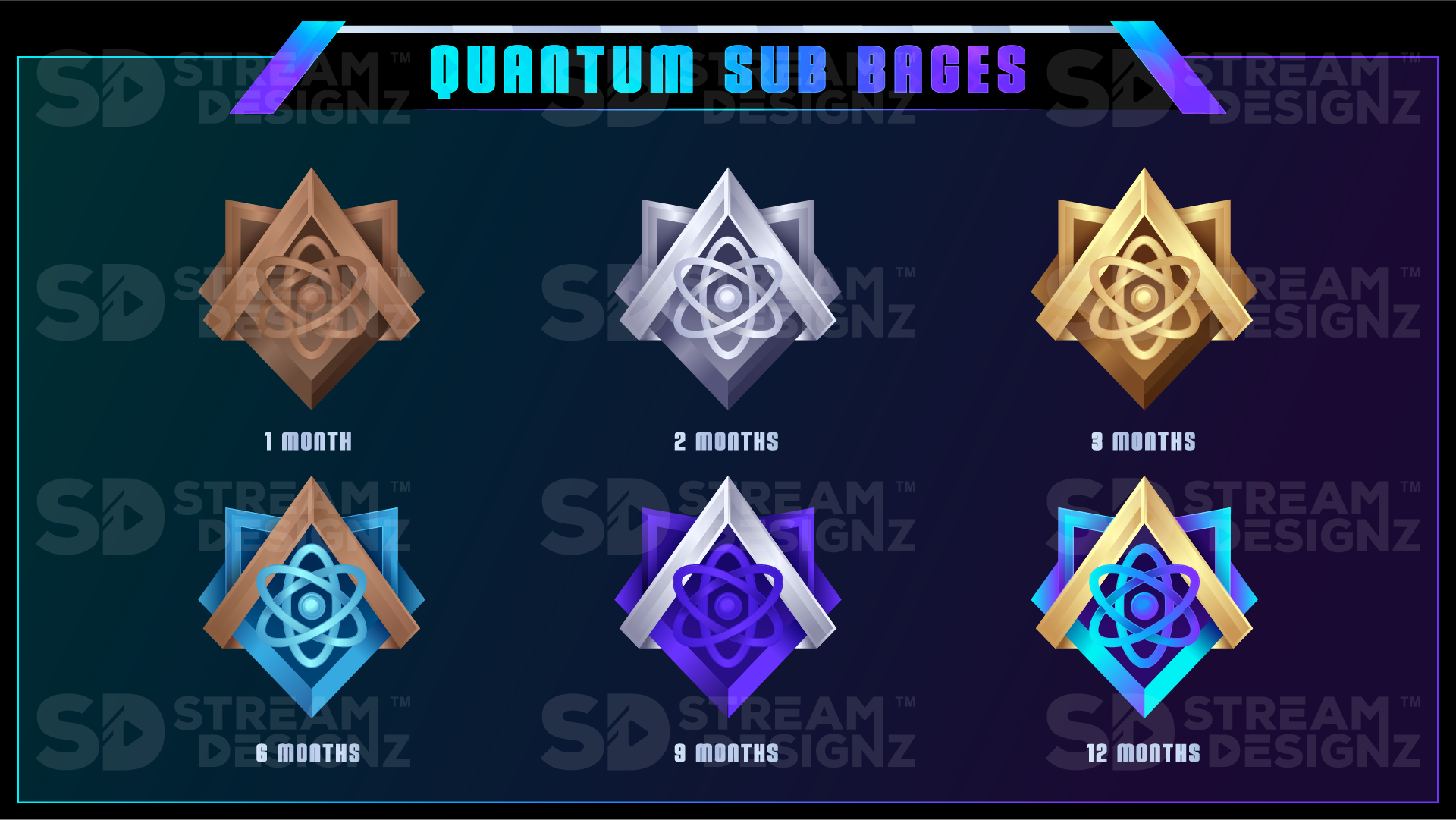 6 pack sub badges preview image quantum stream designz