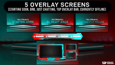stream overlay package 5 overlay screens radiate stream designz