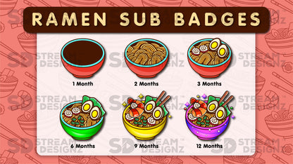 6 pack sub badges preview image ramen stream designz