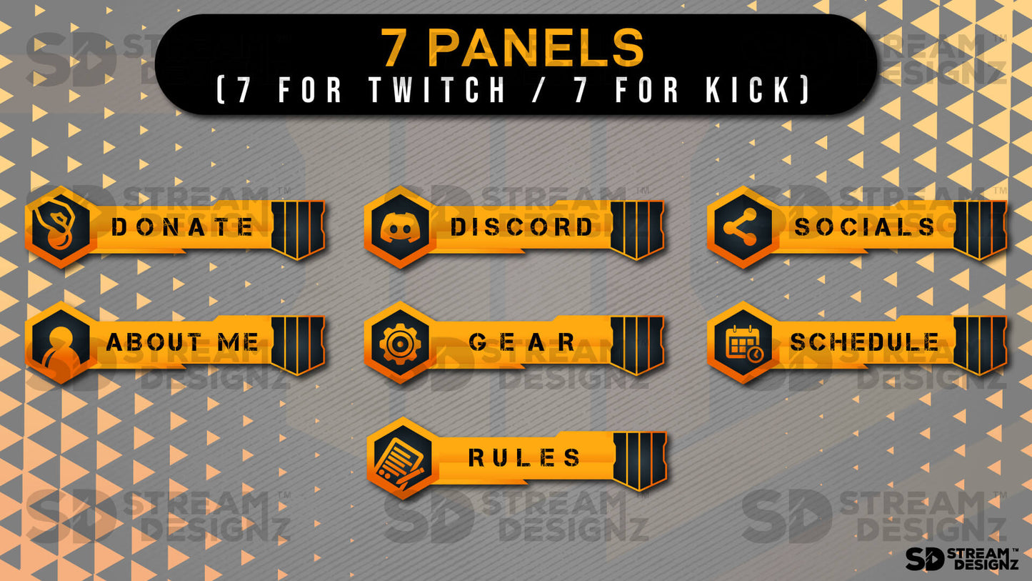 Animated stream overlay package reload 7 panels stream designz