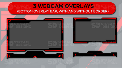 static stream overlay package - rogue - 3 webcam overlays - stream designz