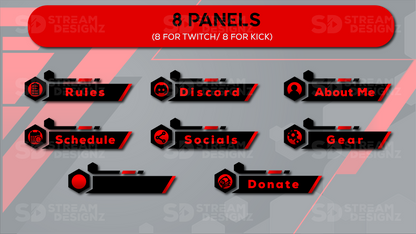 static stream overlay package - rogue - 8 panels - stream designz