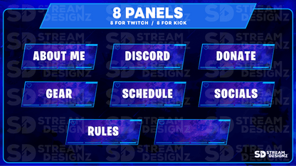 animated stream overlay package 8 panels royale stream designz