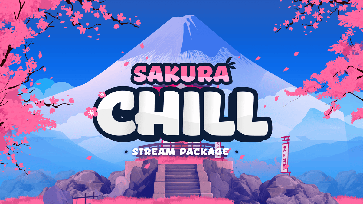 Animated Stream Overlay Package - Sakura Chill | Stream Designz