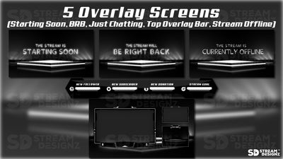 stream overlay package 5 overlay screens shadow stream designz