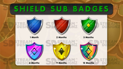 6 pack sub badges preview image shield stream designz
