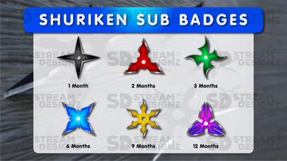 6 pack sub badges preview image shuriken stream designz