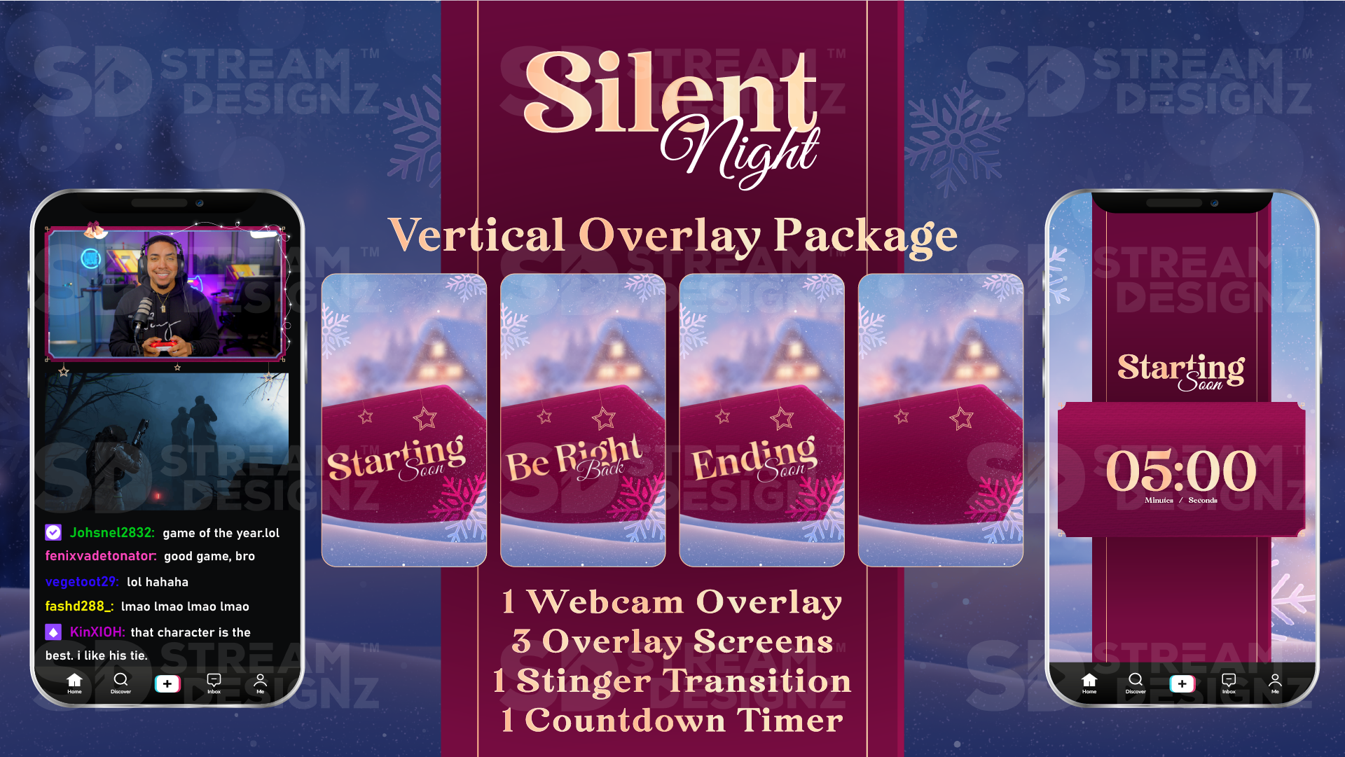 vertical stream overlay package feature image silent night stream designz