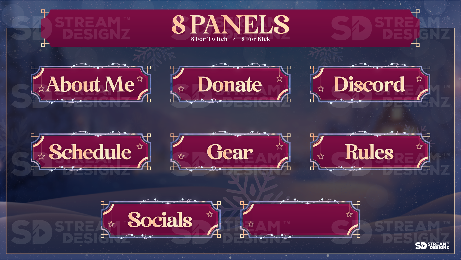stream overlay package 8 panels silent night stream designz