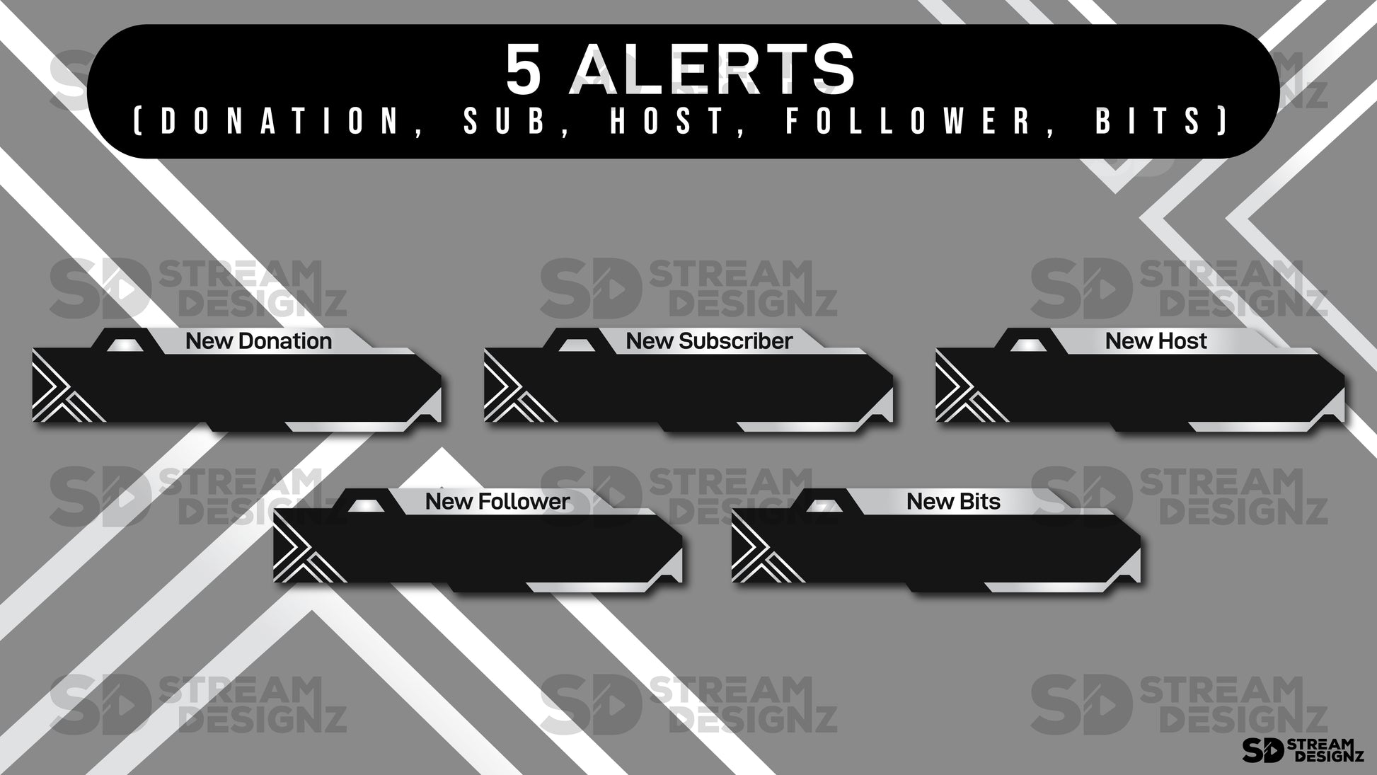 Static stream overlay package - 5 alerts - silhouette - stream designz