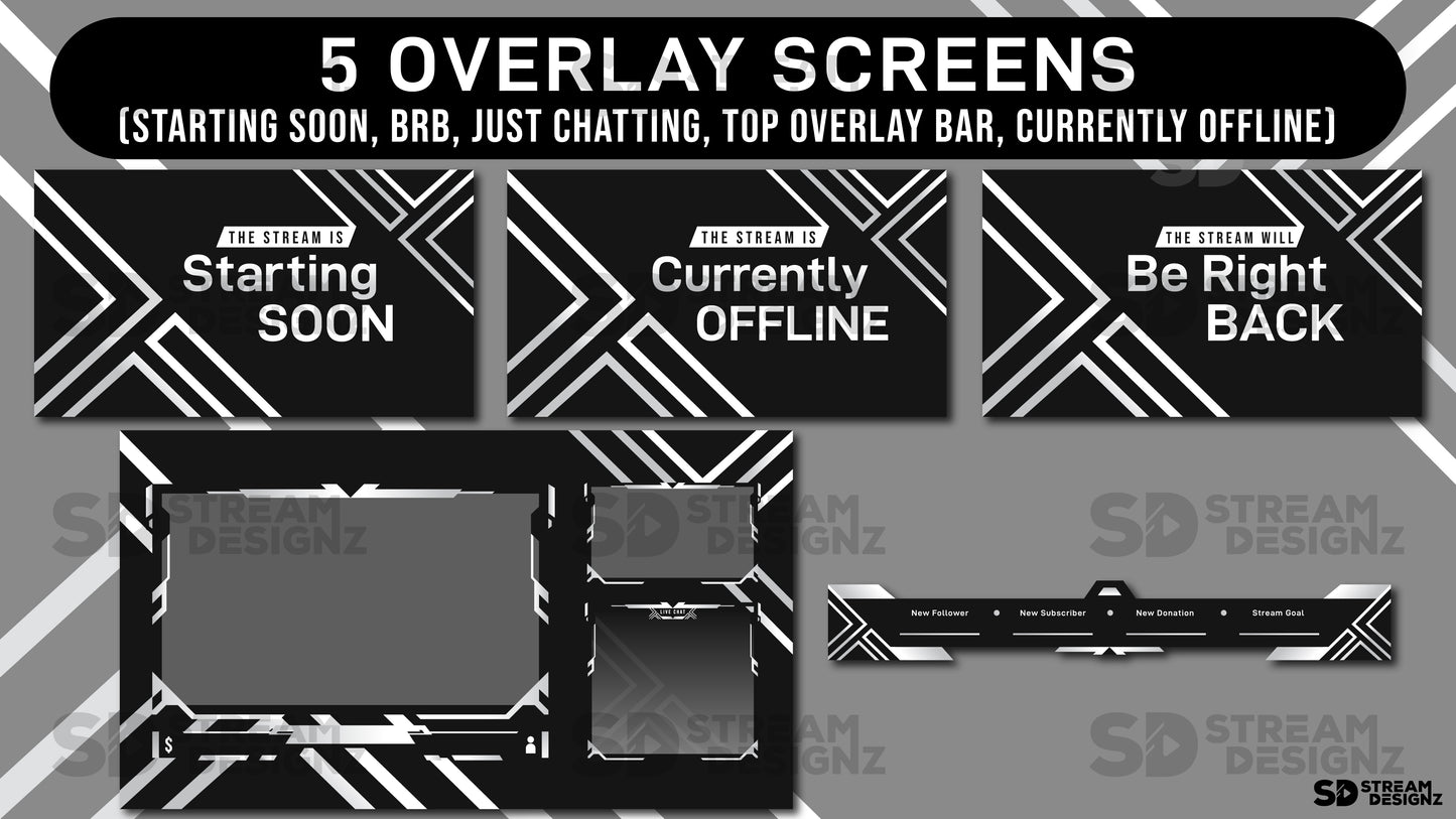animated stream overlay package - overlay screens - silhouette - stream designz