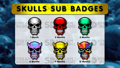 6 pack sub badges preview image skulls stream designz