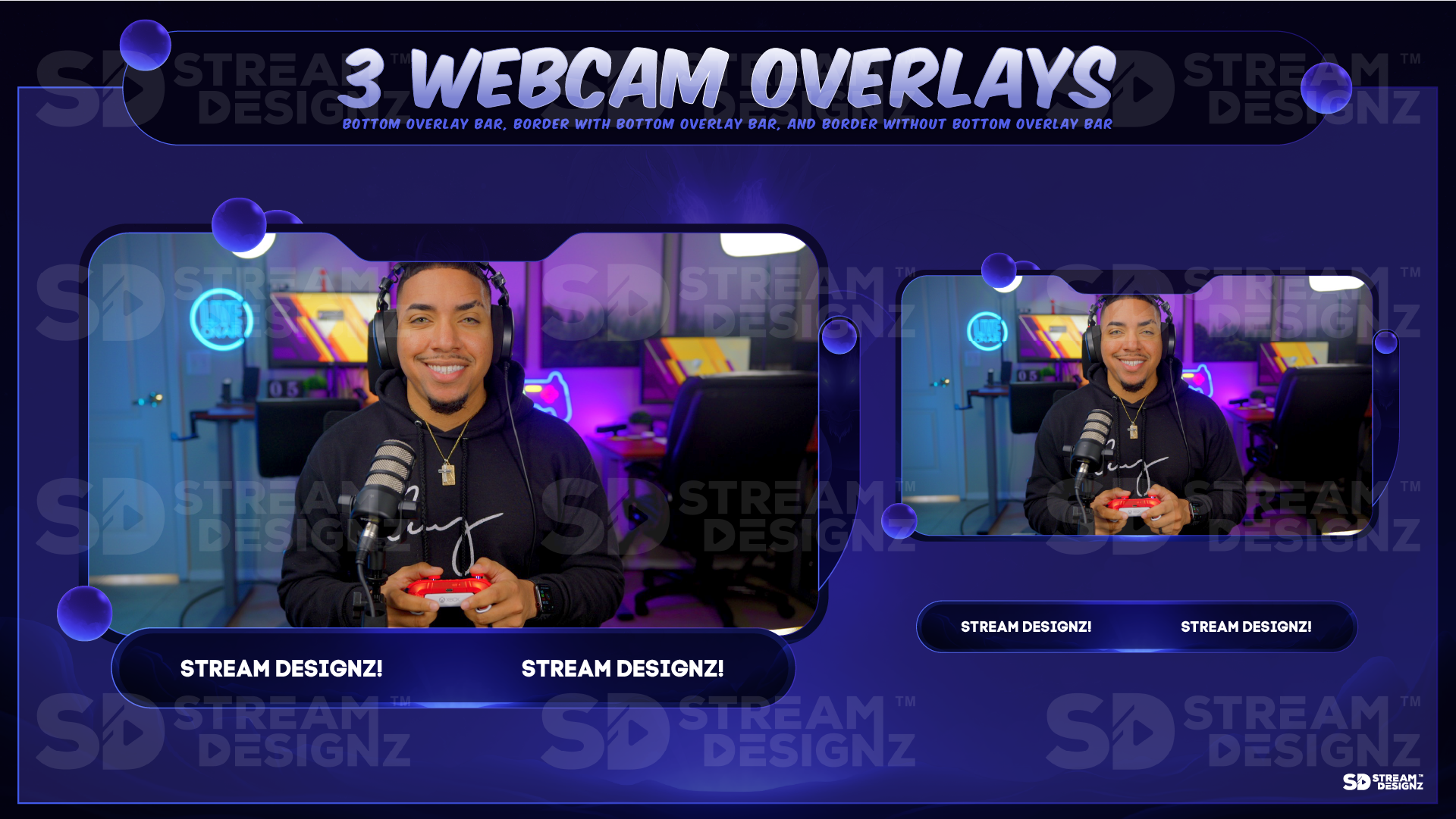 stream overlay package 3 webcam overlays spark stream designz