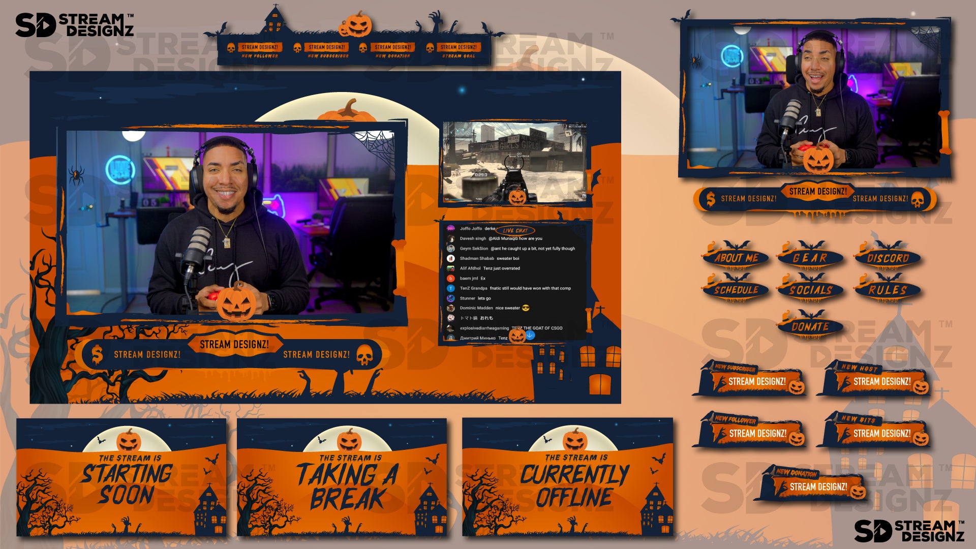 stream overlay package feature image spooky szn stream designz