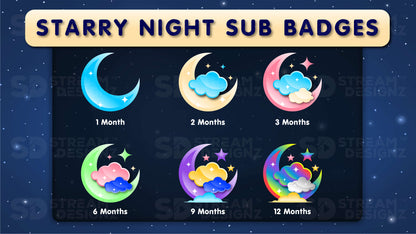 6 pack sub badges preview image starry night stream designz