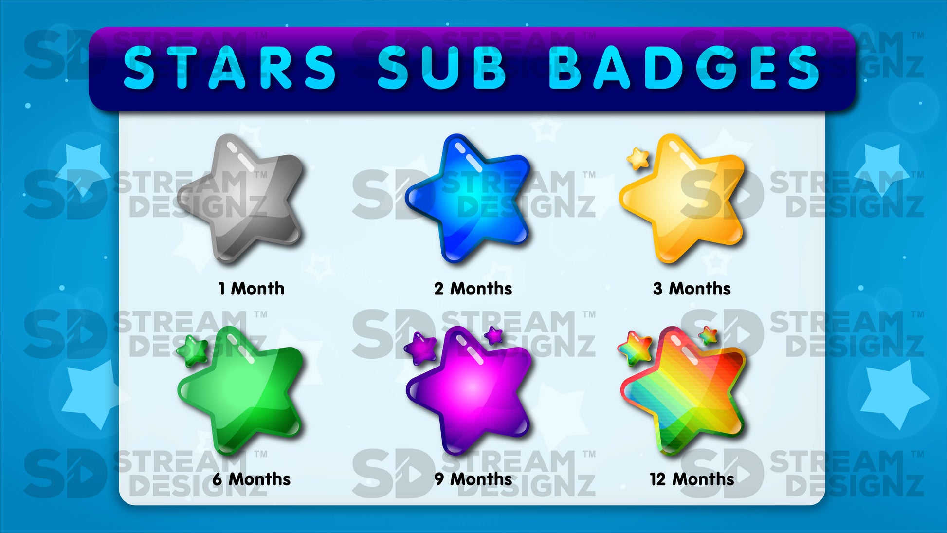 6 pack sub badges preview image stars stream designz