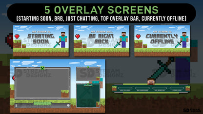 static stream overlay package - overlay screens - steve - stream designz