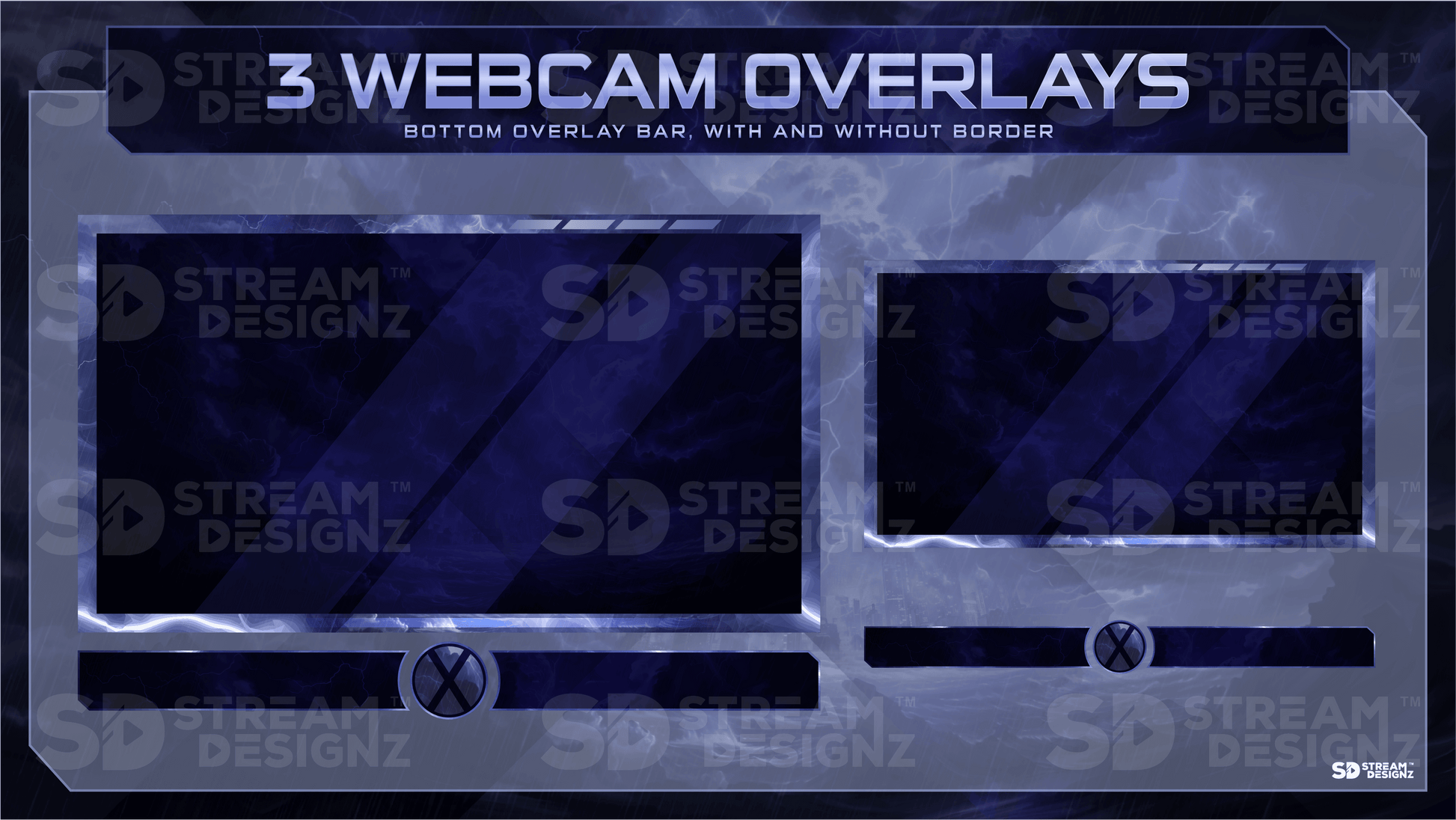static stream overlay package 3 webcam overlays storm stream designz