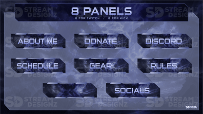 animated stream overlay package 8 panels storm stream designz