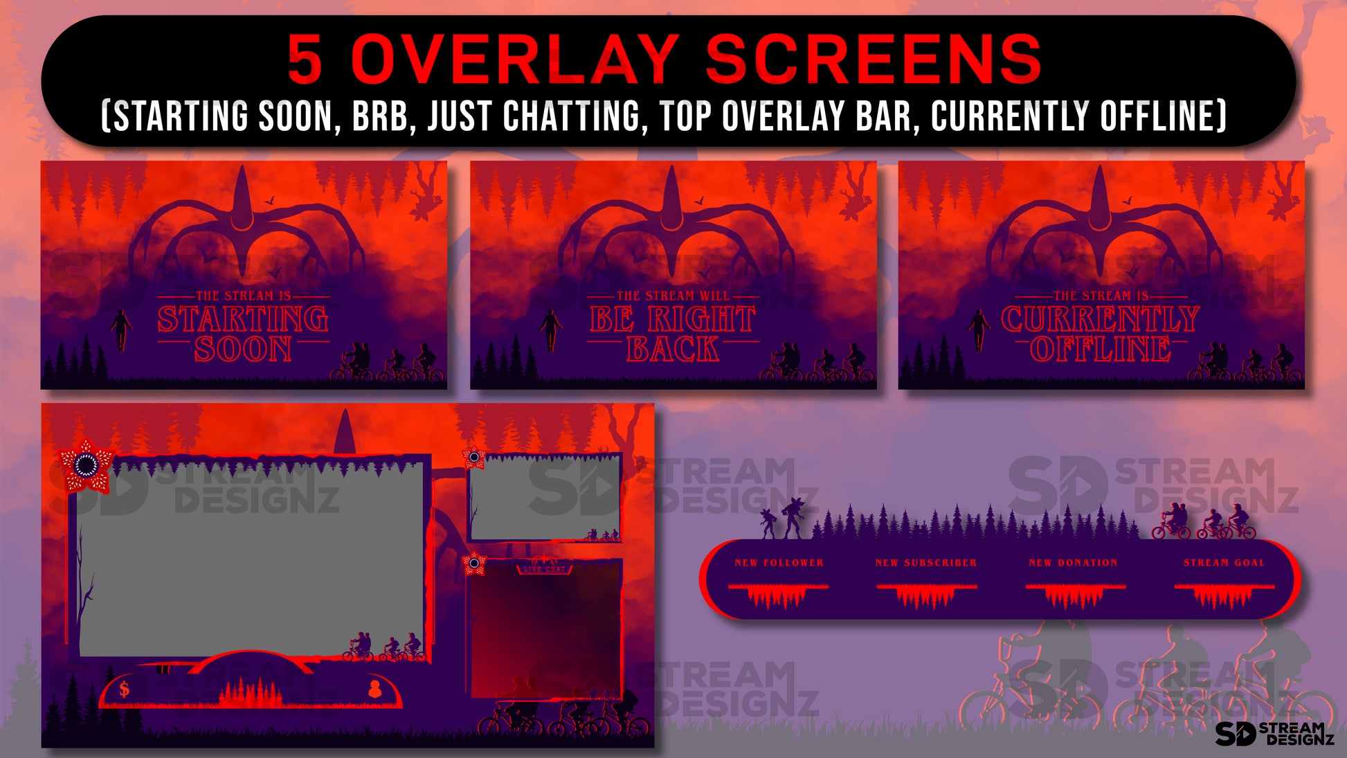 animated stream overlay package - strange - overlay screens - stream designz