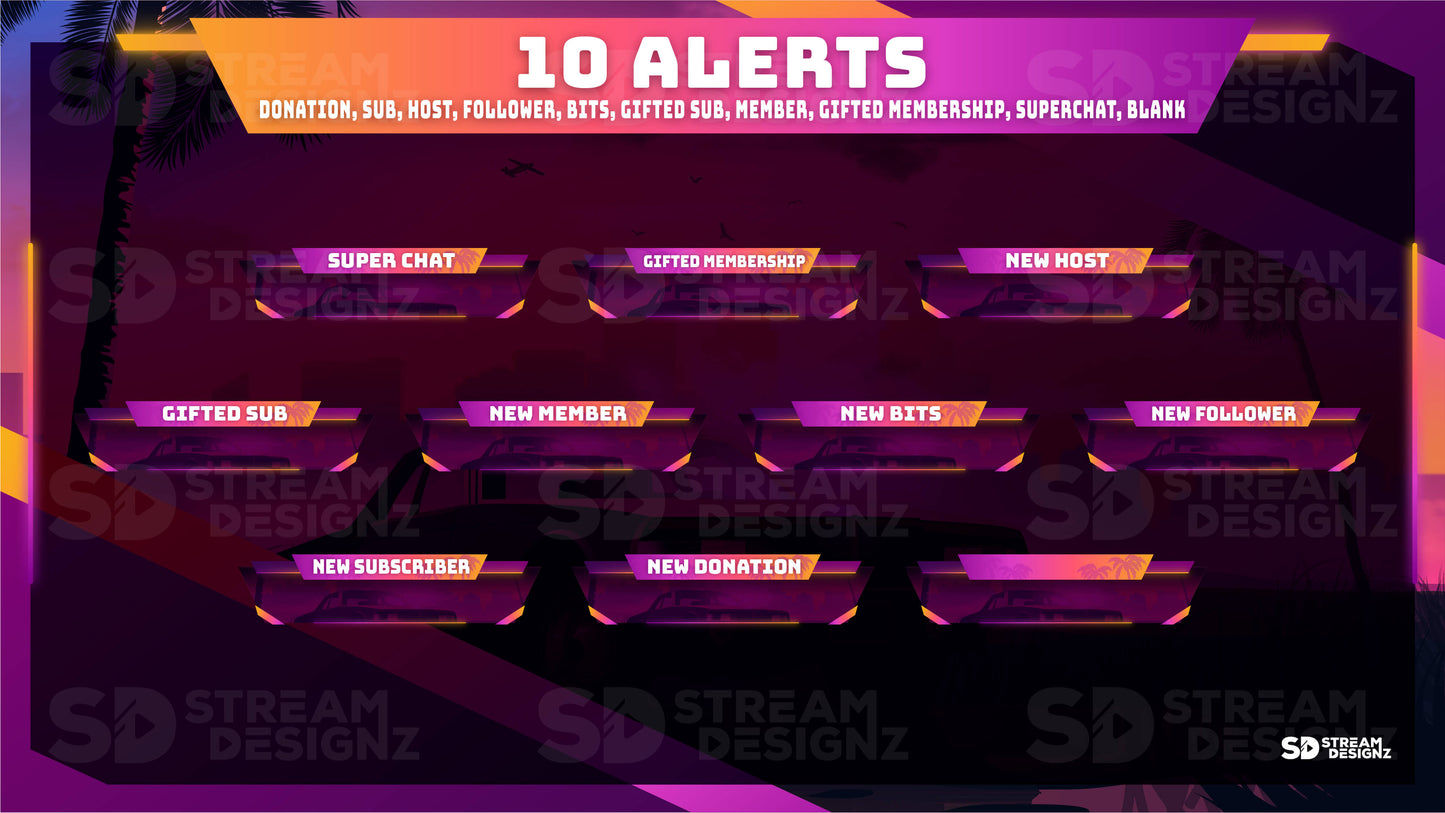 Animated stream alerts sunset city preview thumbnail stream designz