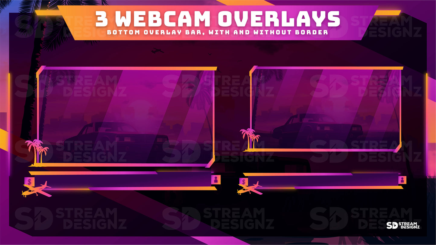 animated stream overlay package sunset city 3 webcam overlays stream designz