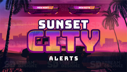 Animated stream alerts sunset city thumbnail stream designz