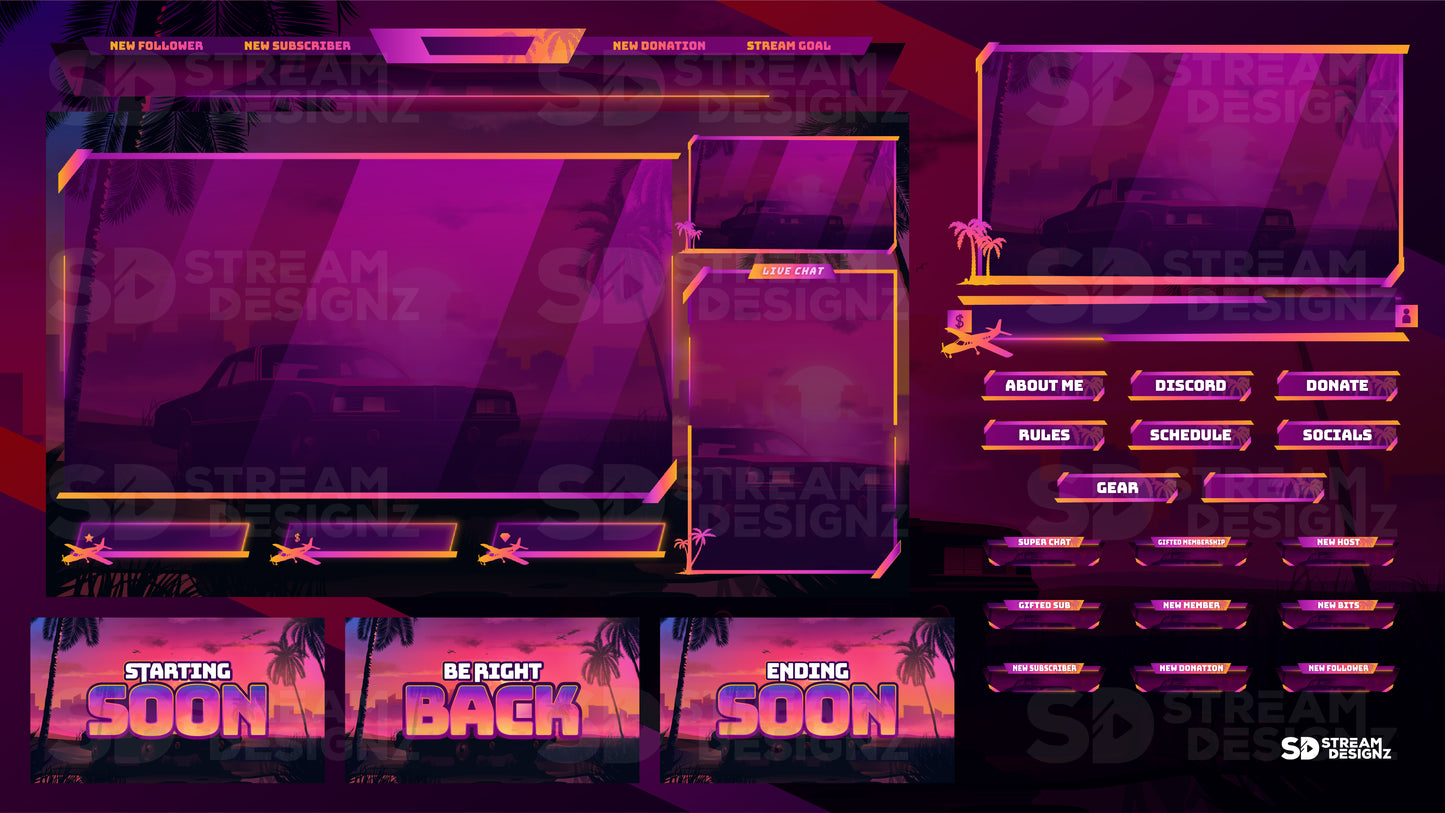 static stream overlay package feature image sunset city stream designz