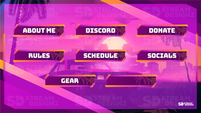 Twitch panels sunset city panels preview thumbnail stream designz