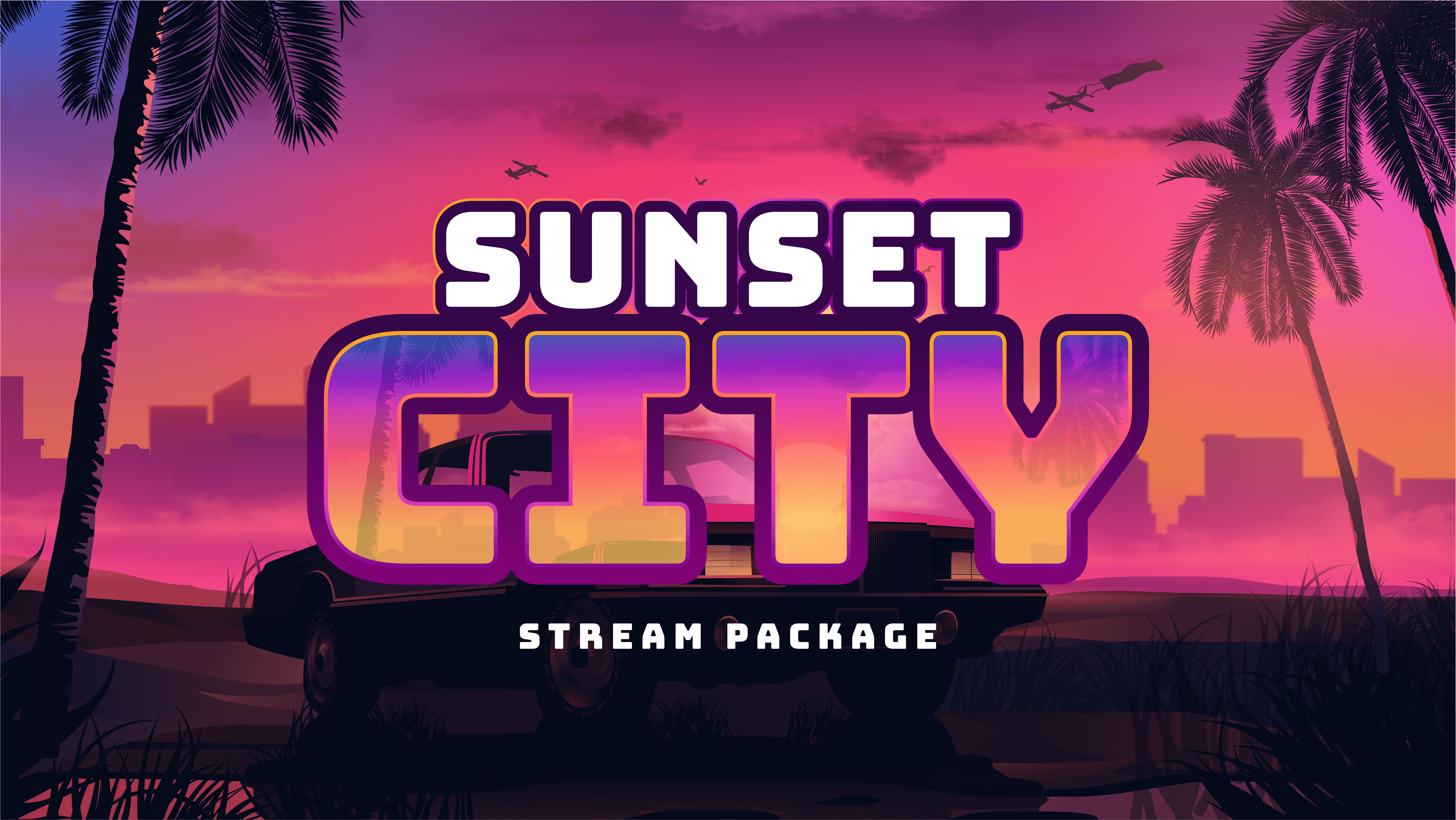 static stream overlay package sunset thumbnail stream designz