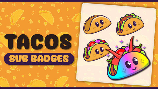 6 pack sub badges thumbnail tacos stream designz